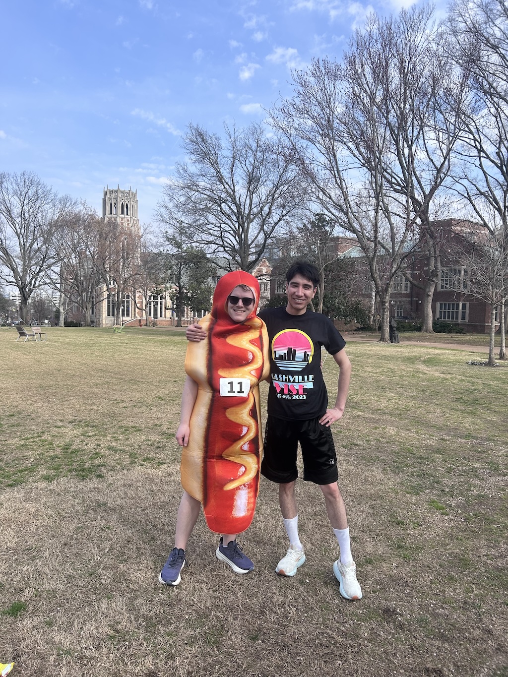 My labmate Adam and I at the VISE 5k. I am in a hot dog costume